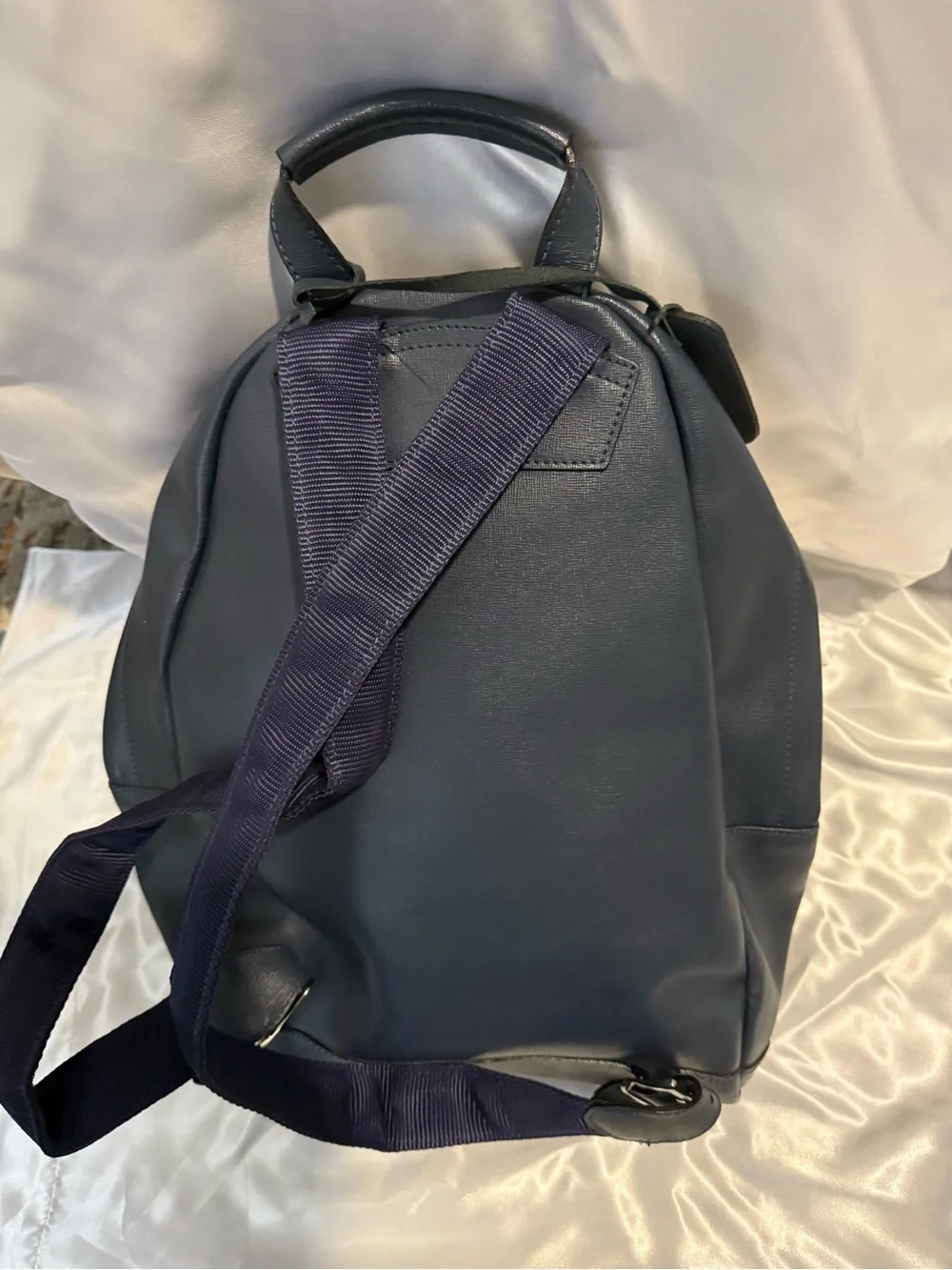Navy Leather Backpack - Sleek Everyday Carry